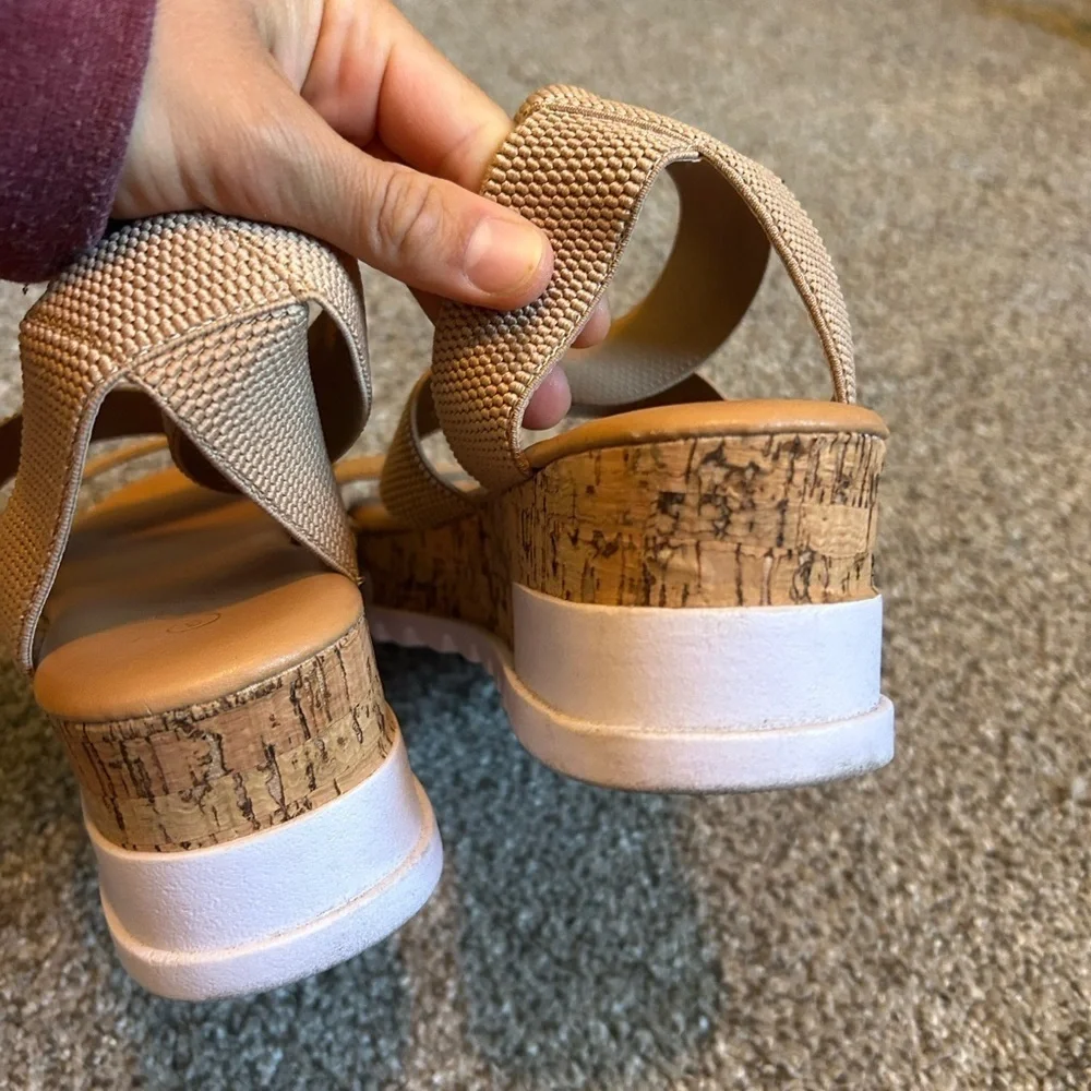 Open toe ankle strap casual platform espadrilles wedge sandals